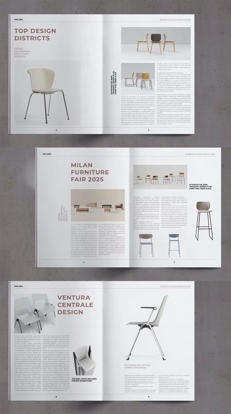 Interior Design Chair Catalog Template InDesign INDD & IDML. 12 unique pages. Catalogue Layout Design, Interior Design Chair, Catalogue Design Templates, Catalogue Layout, Catalog Template, Lookbook Design, Milan Furniture, Design Chair, Booklet Design