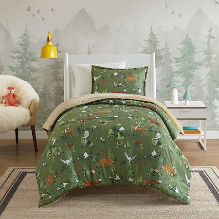 Let your kid snuggle up with their favorite forest friends in this mi zone kids comforter sets. The cozy comforter set features a cute forest animal print and the plush reverse is super soft and cuddly.Set includes comforter and 2 shams (1 in twin)Microfiber comforter set with a soft plush reverse and polyester fillingGo on an outdoor adventure with your favorite forest animalsFeatures a plush reverse for extra cozinessHypoallergenic polyester comforter filling contains no allergens and is dust proofOEKO-TEX labeled textile certified as safe on skinAntimicrobial treatment to keep the bedding fresher for longer by inhibiting bacteria growthMachine washable and spot clean fabric (see care label)Items may come in compressed packaging to ensure efficient shippingItems will need to be fluffed u Kids Comforter Sets, Forest Room, Fluffy Comforter, Kids Comforters, Cute Forest, Twin Comforter Sets, Reversible Comforter, Twin Comforter, Queen Comforter Sets