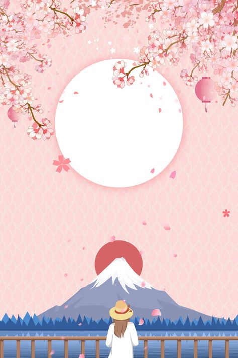 Cartel De Fondo De Flor De Cerezo De Viaje Japonés Japan Illustration, Japanese Sakura, Cherry Blossom Background, Cherry Blossom Art, K Wallpaper, Aesthetic Japan, Beautiful Wallpapers Backgrounds, Japanese Cherry Blossom, Japanese Flowers