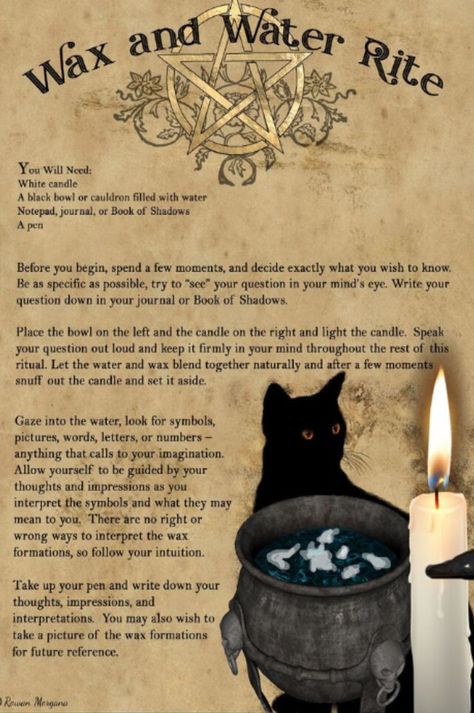 WAX DIVINATION RITUAL, Candle Wax and Water Divination, Fortune Telling Melting Wax Predictions, Read Candle Wax Guide Water Spells, Candle Wax Dripping, Witchcraft Candles, Wiccan Spell Book, Black Bowl, Witch Spell Book, Book Of Shadow, Witch Spell, Witch Books