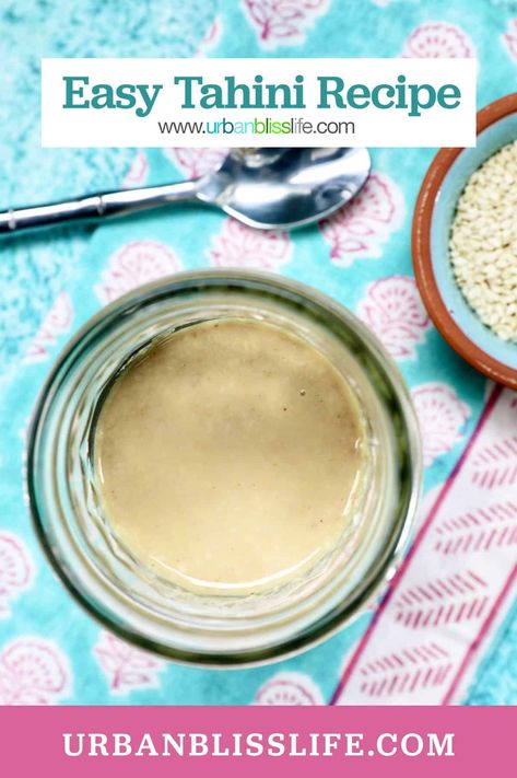 This easy homemade tahini recipe teaches you how to make tahini from scratch with just 3 ingredients and under 20 minutes! Get the easy recipe at UrbanBlissLife.com. Make Tahini, How To Make Tahini, Homemade Tahini, Tahini Recipe, Wine Food Pairing, Dairy Free Dessert, Food Info, Hummus Recipe, Salad Side Dishes