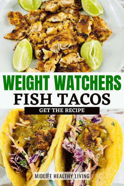 Low Cal Fish Tacos, Ww Fish Tacos, Ww Fish Tacos Weight Watcher Recipes, Ww Fish Recipes, Weight Watchers Fish Recipes, Weight Watchers Salmon Recipes, Rice For Fish, Weight Watchers Salmon, Red Slaw