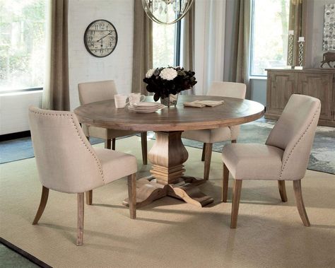 Florence Round Pedestal Dining Table Rustic Smoke *** Check out the image by visiting the link.-It is an affiliate link to Amazon. Target Dining Room, Bench Dining Room Table, Painted Dining Room Furniture, Table Chairs Dining, White Dining Room Furniture, Round Dining Room Tables, Room Chairs Design, Room Table Design, Black Dining Room Table