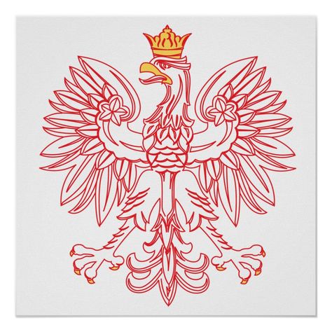 Polish Eagle Outlined In Red Poster Size: ' '. Gender: unisex. Age Group: adult. Material: Value Poster Paper (Matte). Polish Eagle Tattoo, Polish Symbols, Eagle Outline, Small Eagle Tattoo, Polish Tattoos, Polish Eagle, Eagle Symbol, Eagle Drawing, Eagle Wallpaper