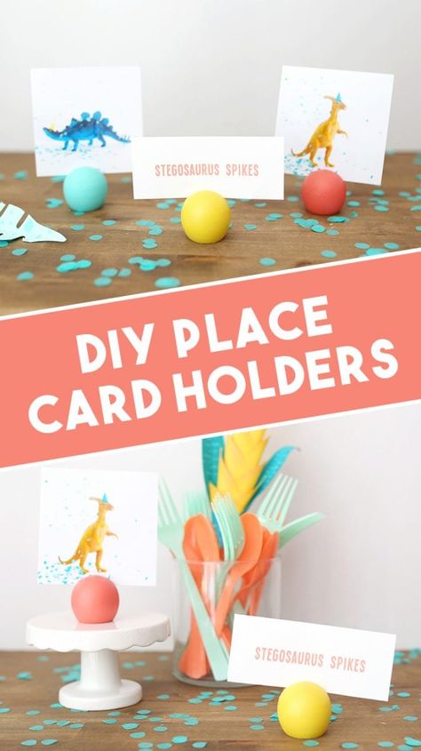 Looking for fun, cute ideas for your next party? These simple DIY place card holders only take two easy steps! They're perfect for a kids party or even a display for unique table numbers! via @shrimpsalad Diy Place Card Holders, Unique Table Numbers Wedding, Diy Photo Holder, Unique Table Numbers, Card Holder Diy, Diy Table Numbers, Advent For Kids, Advent Calendars For Kids, Table Card Holder