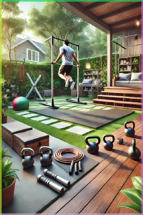 Beach House Game Room, Cardio For Beginners, Best Home Gym Setup, Outdoor Home Gym, Gym House, Small Home Gym Ideas, Backyard Gym, Full Body Hiit, Workouts Outside