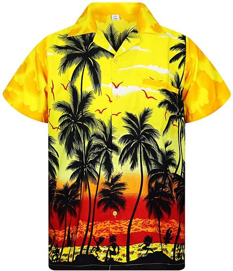 V.H.O. Funky Hawaiian Shirt, Shortsleeve, Beach, Yellow, XL at Amazon Men’s Clothing store Hawaii Men, Oversized Shirt Men, Mens Beach Shirts, Costume Africain, Hawaiian Men, Funky Shirts, Hawaiian Print Shirts, Printed Shirts Men, Oversized Clothes