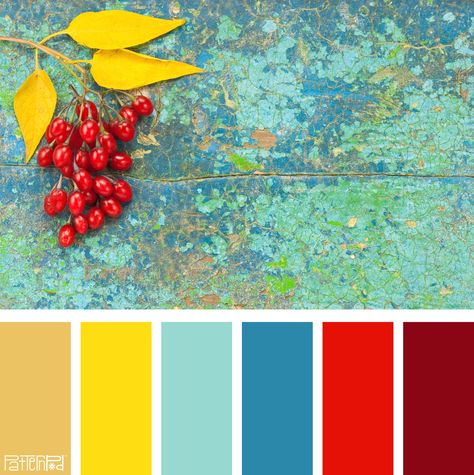 Color Palette: Gold, Turquoise and Red. If you like our color inspiration sign up for our monthly trend letter -  http://patternpod.us4.list-manage.com/subscribe?u=524b0f0b9b67105d05d0db16a&id=f8d394f1bb Color Palette With Red, Summer Living Room, Room Blue, Red Colour Palette, Summer Color Palette, Living Room Color Schemes, Grey Color Scheme, Room Color Schemes, Bedroom Color Schemes