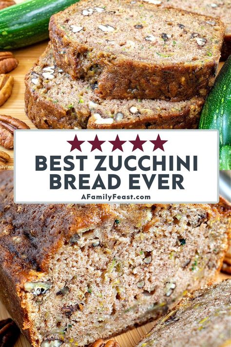 Believe the hype! This really IS the Best Zucchini Bread Ever! The Best Zucchini Bread, Family Feast Recipes, Zucchini Recipes Dessert, Best Zucchini Bread, Zucchini Bread Healthy, Healthy Breakfast Snacks, Best Zucchini, Zucchini Bread Recipes, Savory Appetizer