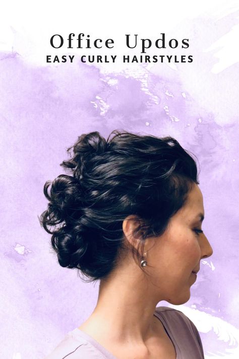 Quick, Easy & Elegant Curly Updo for Office or Special Occasions #officehairstyles #hairstylesforwork #corporatestyle #curlyhairstyles #corporatechic #9to5hairstyle #officehair #easycurlyhairstyles Curly Updo Tutorial Videos, Curly Hair Quick Updo, Updos For Wavy Hair Naturally Curly, Wedding Guest Updo Curly Hair, Diy Curly Updo Easy, Fine Curly Hair Updo, Curly Hairstyles For Office Work, Curly Hairstyles For Office, Hairstyles For Shoulder Length Curly Hair Updos