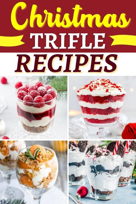 Fruit Cocktail Trifle, Mini Christmas Trifle Desserts, Christmas Truffle Bowl Desserts, Christmas Trifle Recipes Holidays, Xmas Trifle Recipes, Mini Christmas Trifle, Christmas Parfait Desserts, Christmas Trifle Recipes Easy, Fruity Christmas Desserts