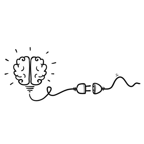 Cute Brain Doodle, Brain Drawing Creative, Light Bulb Doodle, Bulb Doodle, Brain Doodle, Brain Sketch, Bulb Drawing, Light Bulb Drawing, Brain Vector