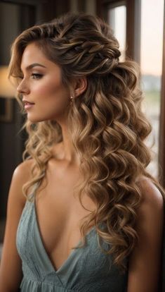 Long Wavy Hair Hairstyles Ideas, Down Prom Hairstyles For Long Hair, Bridal Hairstyles Loose Curls, Loose Prom Hair, Prom Hairstyles For Long Hair All Down Curls, Bridesmaids Hairstyles For Medium Hair, Pageant Hair For Off The Shoulder Dress, Down Pageant Hairstyles, Formal Hairstyles For Long Hair Down