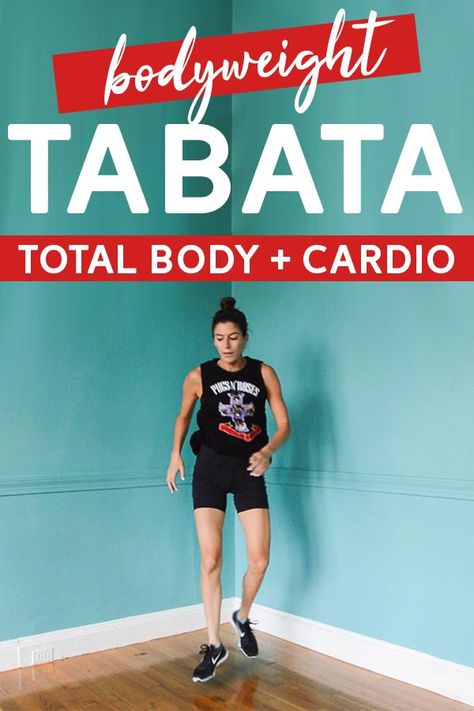 Bodyweight Tabata Workout: Total Body + Cardio  - This 12-minute workout is broken up into three tabata supersets. Video included so you can follow along at home! #tabata #tabataworkout #bodyweightworkout #athomeworkout #intervaltraining #hiit Hiit Benefits, Weight Training Routine, Core Muscle, Full Body Cardio, Tabata Workout, 12 Minute Workout, Tabata Workouts, Nasal Congestion, Upper Body Workout