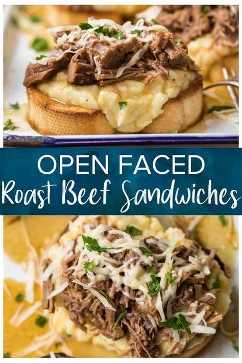 Hot Toast Beef Sandwich, Open Faced Roast Beef Sandwich Crockpot, Open Roast Beef Sandwich, Open Face Roast Beef Sandwich, Open Faced Roast Beef Sandwich, Open Faced Roast Beef, Hot Roast Beef Sandwich, Slow Cooked Roast Beef, Leftover Roast Beef Recipes