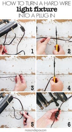 How to turn a Hard Wire Light Fixture into a Plug In: step by step tutorial to create lights and sconces that can be used when you don't have electrical in that location! Rustic Lighting Diy, Wire Light Fixture, Lampe Diy, Diy Lampe, Rustic Bathroom Decor, Wire Lights, Outdoor Light Fixtures, Rustic Lighting, Rustic Bathroom