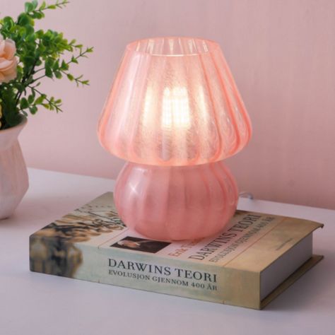 Shop All Lighting – Rumi Living Pink Lamp Bedroom, Led Bedside Lamp, Cute Small Lamp, Pink Lamp Aesthetic, Dorm Room Lamps, Pink Mushroom Lamp, Cute Table Lamp, Aesthetic Table Lamp, Bedroom Lamp Ideas