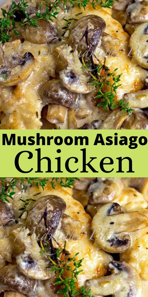 Mushroom Asiago Chicken, Asiago Chicken, Chicken Entrees, Chicken Main Dishes, Asiago, Chicken Recipes Casserole, Chicken Dishes Recipes, Baked Chicken Recipes, Chicken Thigh Recipes