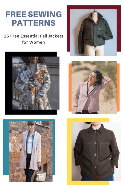 FREE PATTERN ALERT: 15 Free Essential Fall Jackets for Women Fall Jackets For Women, Princess Seam Jacket, Floor Printable, Modern Sewing Patterns, Printable Sewing Patterns, Free Sewing Patterns, Hoodie Pattern, Jacket Pattern Sewing, Dress Making Patterns