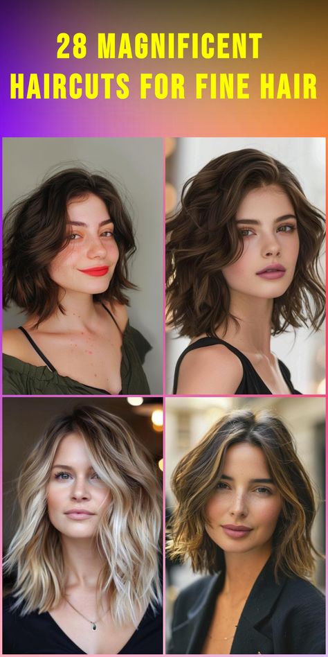 Choose from 28 elegant and volumizing haircuts for fine hair in 2024, each designed to give you a chic, stylish look that�s sure to impress. Fall Hair For Fine Hair, Fine Hairstyles Medium, Celebs With Fine Hair, Womens Haircuts For Fine Hair, Volume Haircuts For Fine Hair, Haircuts For More Volume, Color For Fine Hair, Shoulder Length Hairstyles For Fine Hair, 2024 Haircut For Women