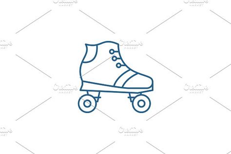 Roller skates line icon concept by urban icon on @creativemarket Roller Skate Drawing Easy, Roller Skate Doodle, Roller Skate Tattoo, Roller Skates Drawing, Skates Drawing, Skate Tattoo, Urban Icon, Line Concept, Family Tattoo