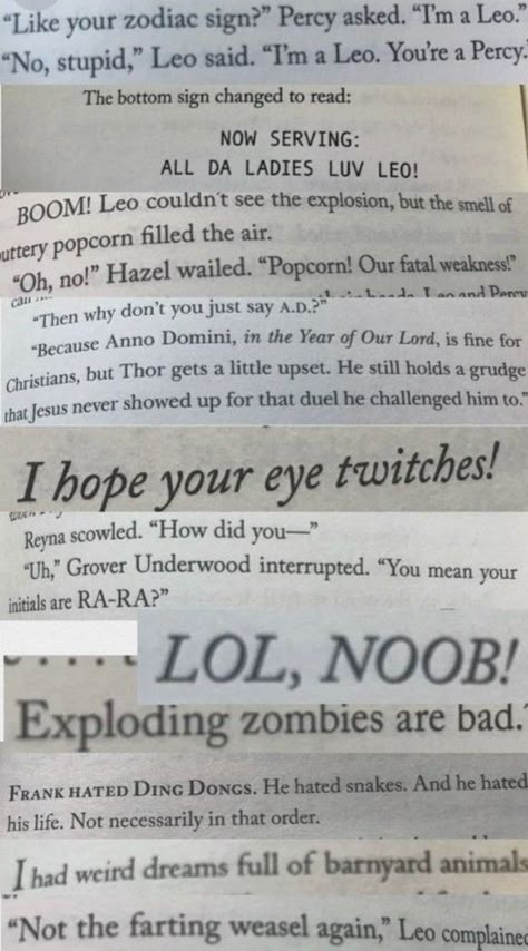 Rick Riordan Funny Tweets, Rick Riordan Fan Art, Rick Riordan Memes Funny, Hero’s Of Olympus, Percy Jackson Book Quotes, Percy Jackson Quotes Funny, Pjo Memes Funny, Hobie Brown Fanart X Yn, Hoo Quotes