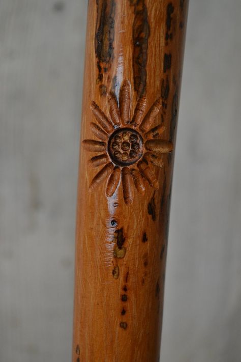 Flower Carved Walking Stick, Hickory Hiking Staff – Creation Carvings Handmade Walking Sticks, Walking Staff, Hiking Staff, Hand Carved Walking Sticks, Wooden Canes, Wooden Walking Sticks, Hickory Wood, Walking Sticks And Canes, Hiking Sticks