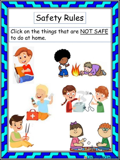 Safe And Not Safe Worksheet, Personal Safety Activities For Kids, Safety At Home For Kids Worksheets, Safety Worksheets For Preschool, Home Safety For Kids, Safety Rules Worksheet, Kids Safety Poster, Safety Rules At Home, Safety Rules At School