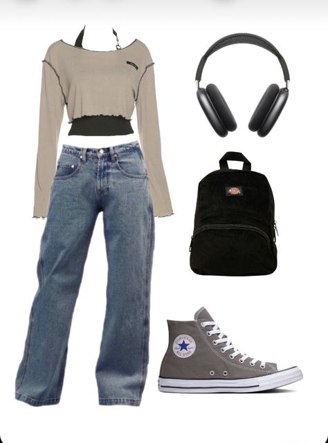 Cute Outfits Converse, Converse And Jeans Outfit, School Outfits Converse, Outfits With Black Converse, High Top Shoes Outfit, Outfit Con Converse, Jeans Converse Outfit, Clothes Back To School, Converse Fits