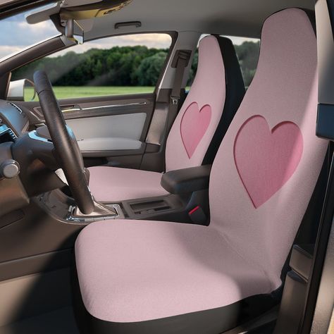 Girly Car Decor, Pink Seat Covers, Pink Car Seat Covers, Pink Car Seat, Pink Wheels, Pink Car Accessories, Set Aesthetic, Aesthetic Heart, Girly Car Accessories