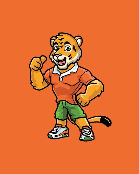 Tiger Mascot Design, Mascot Design Ideas, Tiger Cartoon, Sports Mascot, Tiger Mascot, Lighting Diy, Tiger Balm, Cartoon Mascot, Cat Ideas