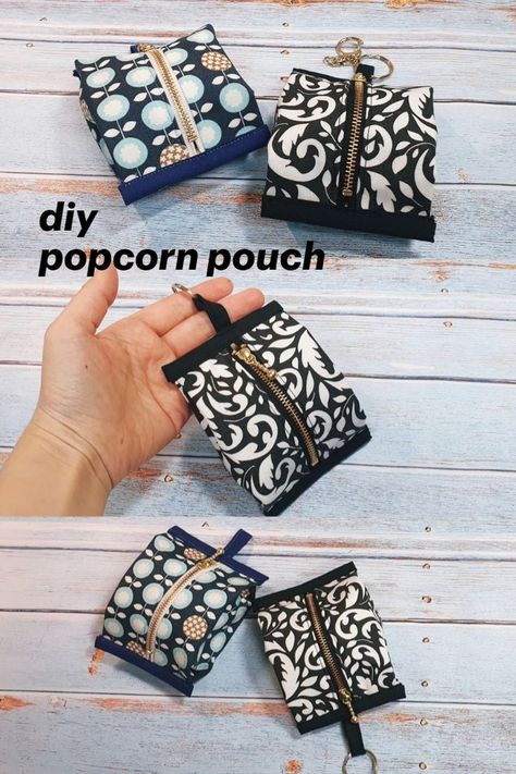 DIY Popcorn pouch / Mini zipper pouch / coin purse / sewing tutorial [Tendersmile Handmade] No Sew Purse, Popcorn Pouch, Hand Bags Ideas, Diy Popcorn, Diy Coin Purse, Mini Zipper Pouch, Coin Purse Pattern, Purse Sewing, Sewing Machine Projects