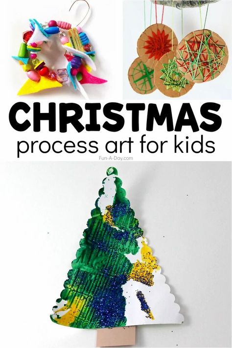 These Christmas process art ideas are sure to inspire your students’ creativity this holiday season! Process art and Christmas are a magical combination - kids are already excited about the holiday season, and process art projects are a great way to channel that energy into creativity! Xmas Process Art, Preschool Art Activities Christmas, Toddler Art Christmas, Christmas Art Activities For Preschool, Christmas Process Art For Preschool, Process Christmas Art, Preschool Winter Process Art, Toddler Christmas Process Art, Preschool Christmas Art Activities