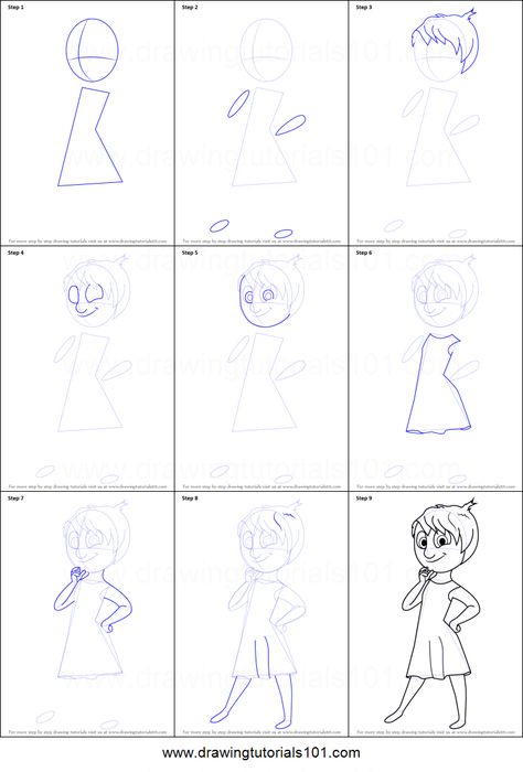 Inside Out Oc Base, How To Draw Joy From Inside Out, In Side Out 2 Characters, How To Draw Inside Out Characters, Inside Out Drawing, Joy Drawing, Joy From Inside Out, Disney Drawing Tutorial, Step By Step Drawings