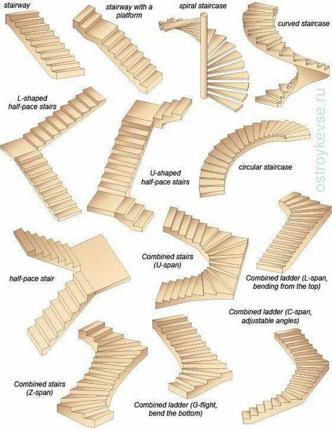 Types d’escalier Vstupná Hala, Types Of Stairs, Detail Arsitektur, Pelan Rumah, Building Stairs, Stairway Design, Stairs Architecture, Stairs Design Modern, Home Stairs Design