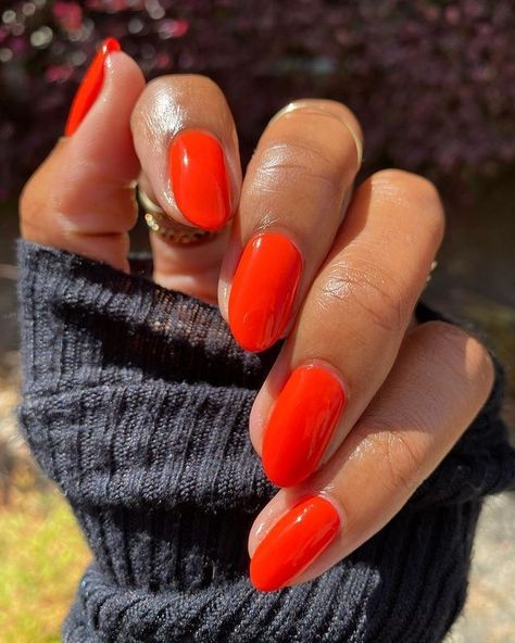 Red Wedding Nails, Red Orange Nails, Trendy Almond Nails, Paznokcie Hello Kitty, Almond Gel Nails, Kutek Disney, Almond Acrylic, Nail Looks, Nagel Tips