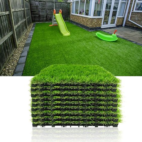 Amazon.com: Progoal Artificial Grass Turf Tile Fake Grass Flooring Mat Interlocking Self-draining 12''x12'', 1.7'' Height (1.38in Grass) : Everything Else Fake Grass, Outdoor Rugs Patio, Backyard Play, Home Landscaping, Backyard Makeover, Backyard Projects, Front Yard Landscaping Design, Backyard Fun, Artificial Grass