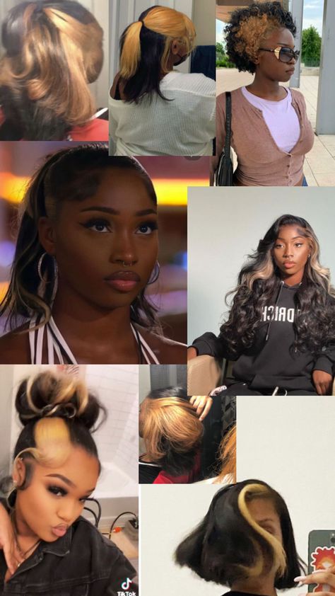 Mood board to show my hairstylist the color style, skunk stripe, I want. Skunk Stripe Hair, Stripe Hair, Hair Stripes, Skunk Hair, Skunk Stripe, Quick Natural Hair Styles, Dyed Hair Inspiration, Hair Help, Colored Wigs