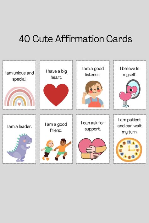 Affirmation Cards For Kids, Affirmation Cards Printable, Calm Kids, Fall Arts And Crafts, Art Therapy Projects, Positive Affirmation Cards, Affirmations For Kids, Easy Toddler, Cards For Kids