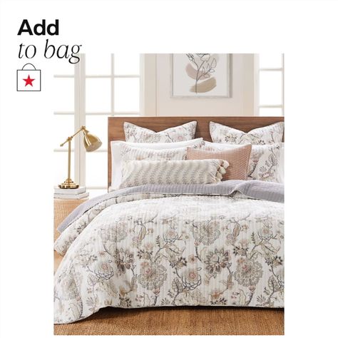 in stock King Quilt Sets, Taupe Grey, Inspire Me Home Decor, Floral Quilt, Twin Quilt, Cream Blush, Chic Bedroom, King Quilt, Reversible Quilt