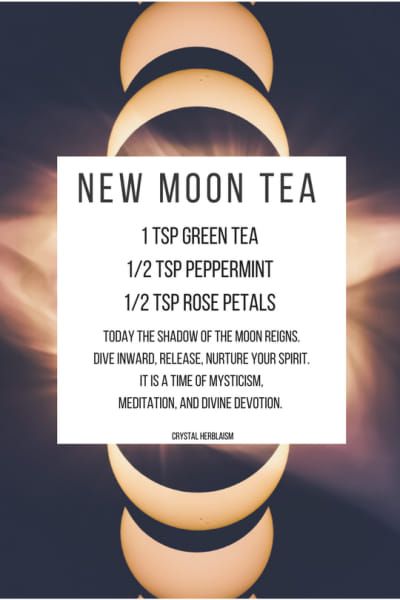 New Moon Tea Blend, New Moon Tea Recipe, Witchcraft Tea Recipe, Magical Tea Recipes, Tea Recipes Witchcraft, Witchy Tea Recipes, Witch Tea Recipes, Moon Tea Recipe, New Moon Tea