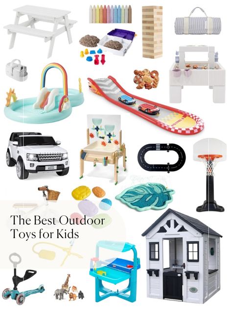 The Best Outdoor Toys for Kids Outside Toys For Kids Backyards, Outdoor Toys For Kids 4-8, Toddler Toys For Boys, Outdoor Toddler Toys, Toddler Outdoor Toys, Outdoor Kids Toys, Outside Toys For Kids, Outdoor Mud Kitchen, Pool With Slide