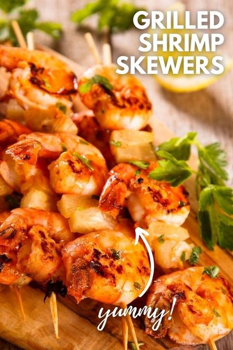 Grilled Shrimp Skewers are the perfect summer food. This recipe is fragrant, easy and so perfect as a base for another dish or on their own, they are exceptional. Grilled Recipes, Grilled Shrimp Skewers, Delicious Slow Cooker Recipes, Shrimp Skewers, Cookout Food, Fun Easy Recipes, Grilled Shrimp, Food Group, Summer Food