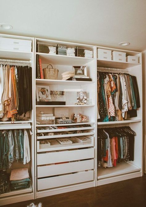 Open Concept Closet In Bedroom, Closet To Office Conversion, Closet Conversion, Closet Redo, Organized Closet, Dream Closet Design, Closet Design Layout, Closet Office, Interior Design Per La Casa