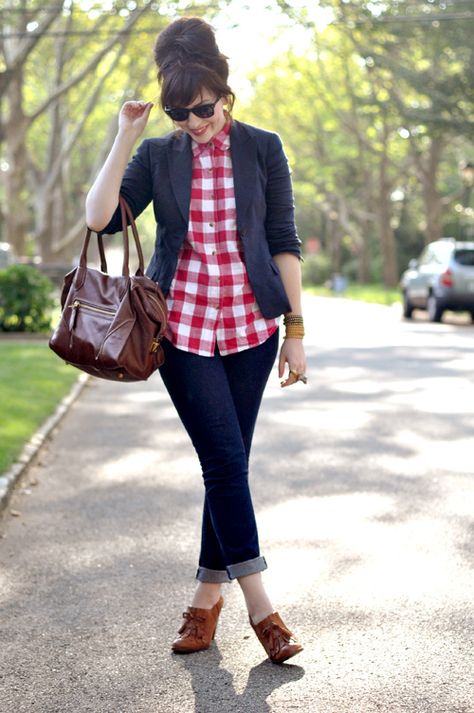 she was an american girl - Keiko Lynn Oxford Heels Outfit, Outfits Rock, Heeled Oxfords, Mode Rockabilly, Red Checkered Shirt, Keiko Lynn, Oxford Booties, Plaid Shirt Outfits, Tom Boy