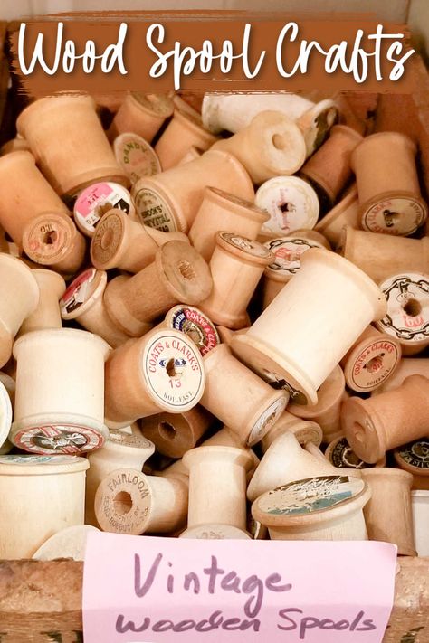 Wooden spools are a FABULOUS craft supply for so many upcycling projects. From the colorful thread that they may come with to the fantastic graphics and advertisements on the ends, there are dozens of projects to make with the. Perhaps one of these craft ideas will inspire you to go through your spool stash... Old Cotton Reels Wooden Spools, Projects With Wooden Spools, Wooden Spools Crafts, Old Horse Tack Decor Ideas, Crafts With Old Wooden Thread Spools, Wood Sewing Spools, Wooden Thread Spools Crafts Diy, Uses For Old Wooden Thread Spools, Wooden Spool Decor Ideas