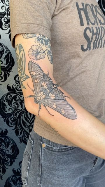 Rai on Instagram: "grape leaffolder moth from my flash for ava!! 🖤 (back from my guest spot @hollowmoontattoo)" Moth Arm Tattoo, Aesthetic Tattoo Ideas, Large Moth, 15 Aesthetic, Engraving Tattoo, Bug Tattoo, Moth Tattoo, Jesus Love, Instagram Tattoo