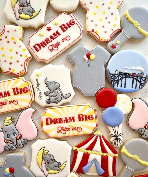 Dumbo Cookies, Cookie Recipes Sugar Cookies, Elephant Sugar Cookies, Dumbo Baby Shower Theme, Everything Cookie, Circus Cookies, No Bake Sugar Cookies, Sugar Cookie Recipes, Sugar Dough