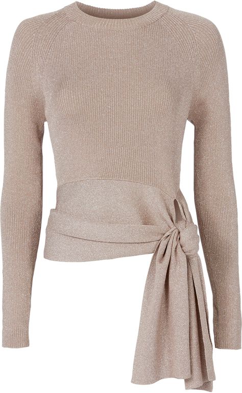 3.1 Phillip Lim Lurex Waist Tie Sweater Blush/Nude P Lurex Top, Lurex Sweater, Charcoal Sweater, Pink Cable Knit Sweater, Tie Sweater, Tie Waist Top, Angora Sweater, Leopard Print Sweater, Knit Tie