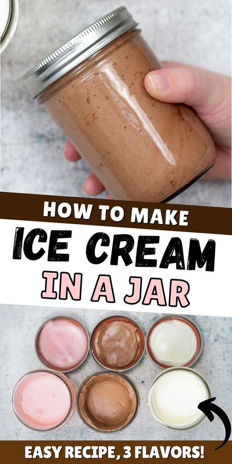 How to make ice cream in a mason jar - all you need are a few simple ingredients! #icecream #masonjar Ice Cream In A Jar, Ice Cream Mason Jars, Mason Jar Ice Cream Recipe, Mason Jar Ice Cream, Jar Ice Cream, Keto Ice Cream Recipes, Easy Homemade Ice Cream, Easy Ice Cream Recipe, Making Homemade Ice Cream